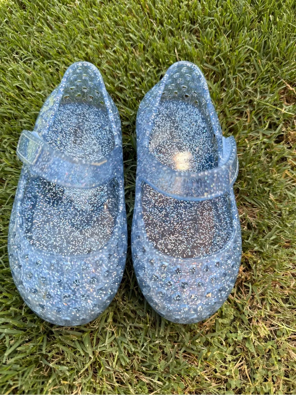 Old Navy Girls' Glitter Jelly Mary Jane Shoes - Blue Size 5